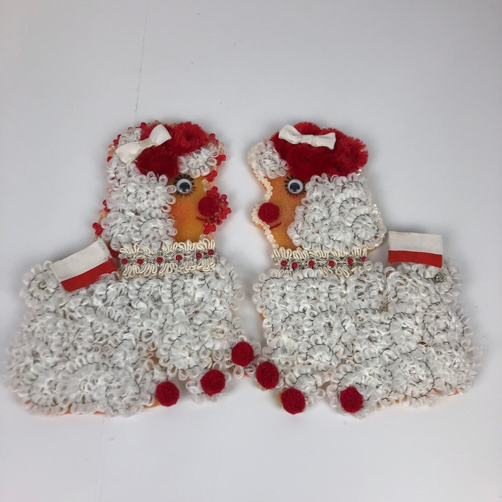 VTG Handmade Polish Fridge Magnets Lamb Flag Folk Art Googly Eye Fur Chenille